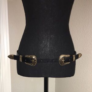 Zara double buckle gold and black belt